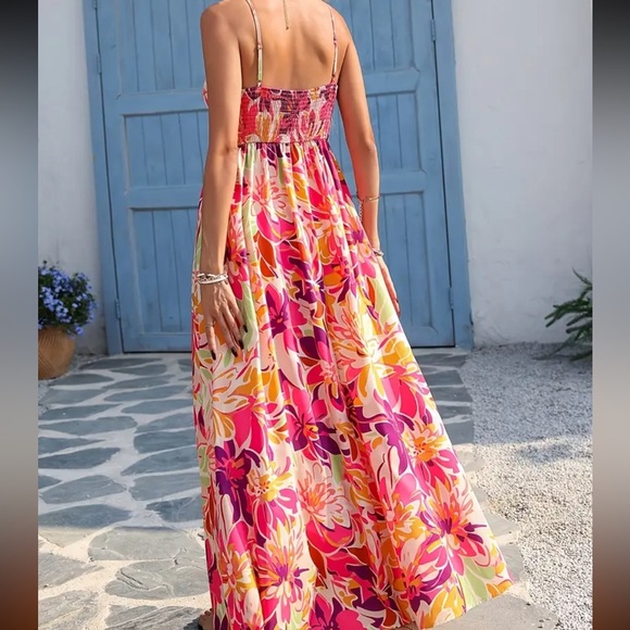 Floral Maxi Dress in Pink and Orange - Picture 5 of 5